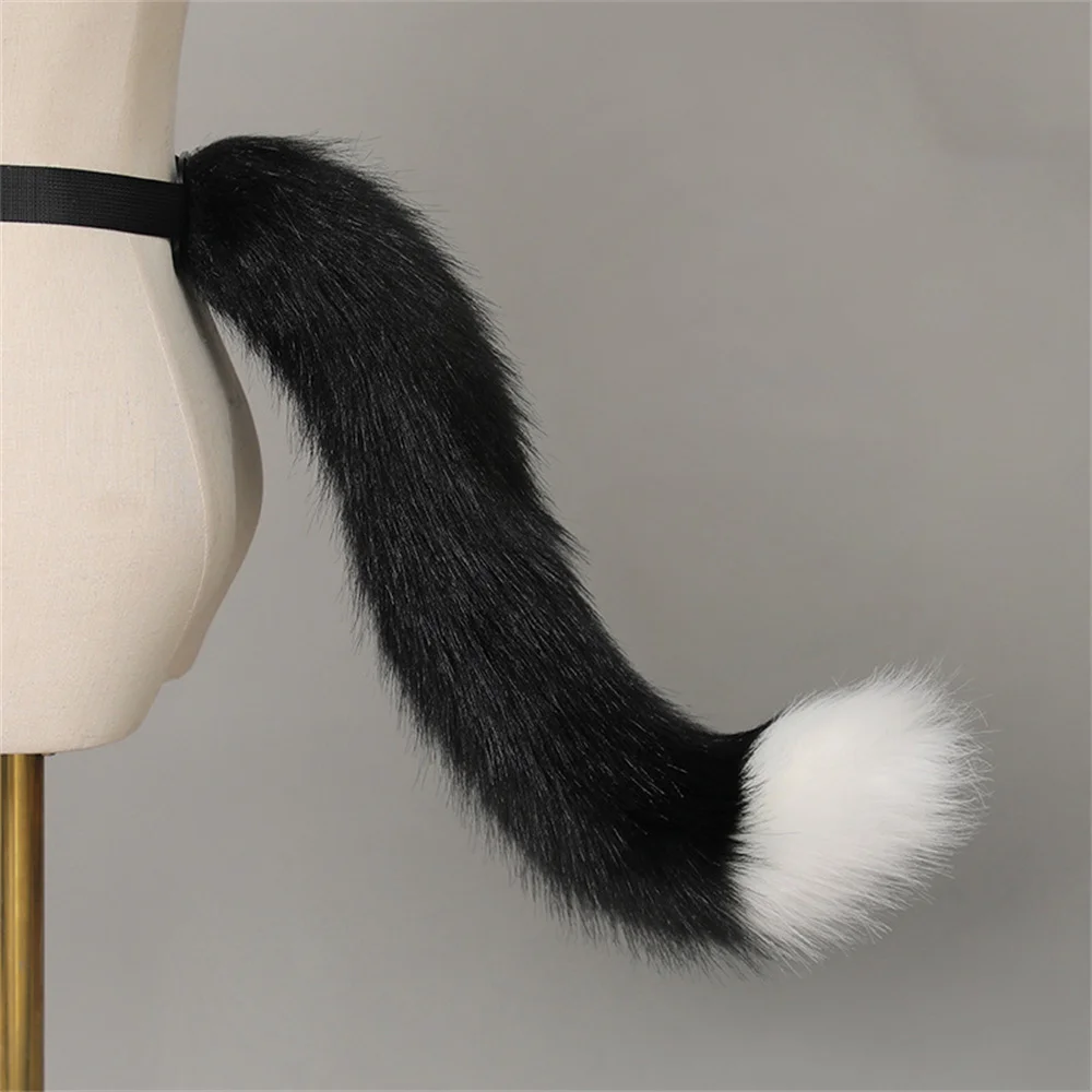 14 Colors Handmade Cat Tail with Adjustable Belt Plush Furry Tail Anime Convention Cosplay Prop Halloween Costume Accessories photo 4
