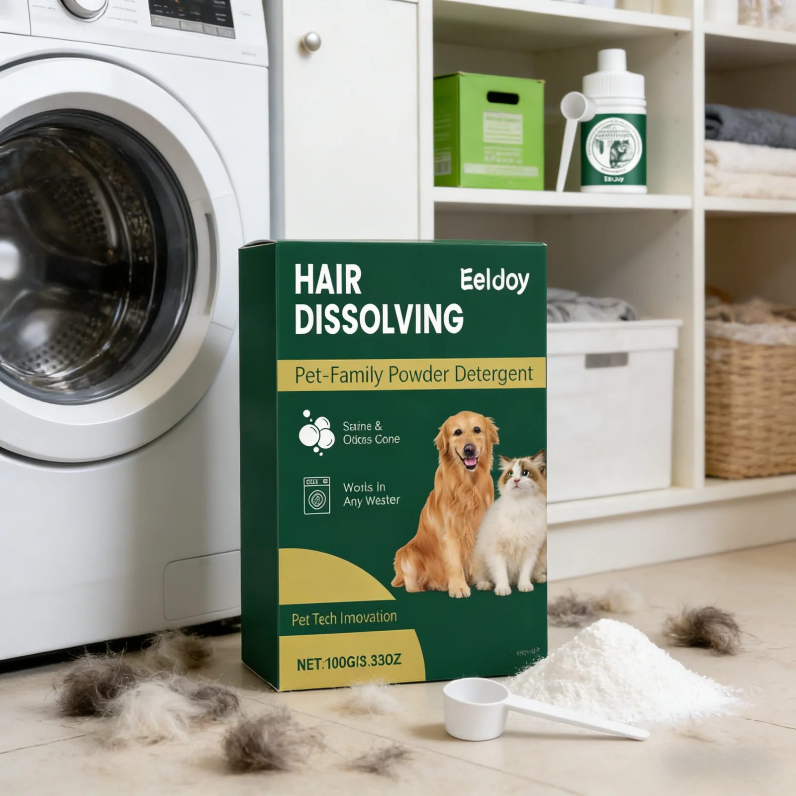 EelJoy Laundry Detergent for Pet Owner Fabric Care Smell Remover Cleaner Powder No Fading Pet Famliy Clothing Stain Remover 100g photo 6