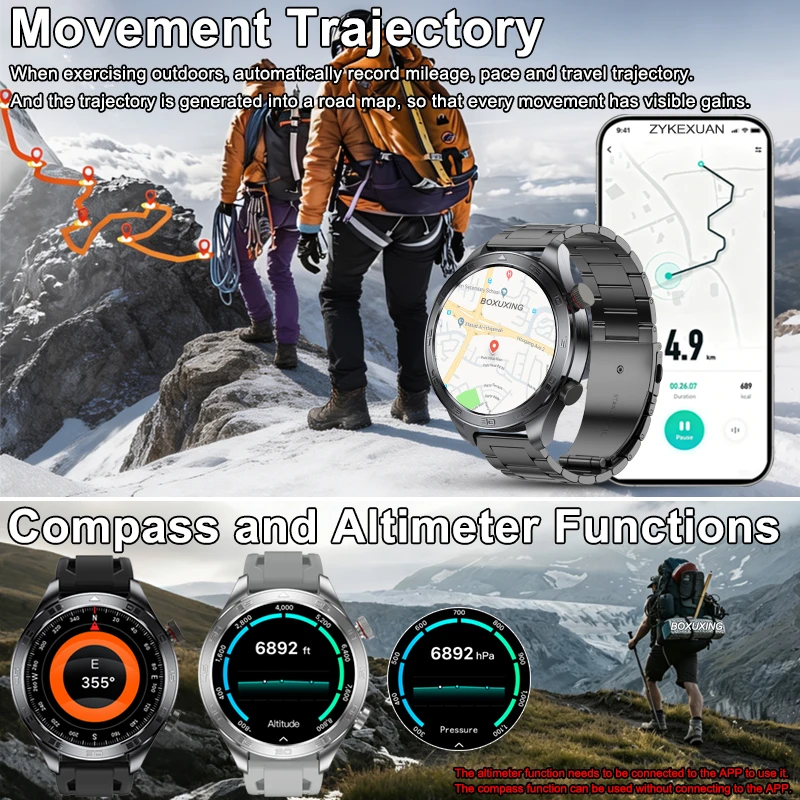 New GPS Track Smart Watch Men AMOLED Screen Outdoor Sports Fitness Heart Rate Compass IP68 Waterproof Bluetooth Call Smart Watch photo 4