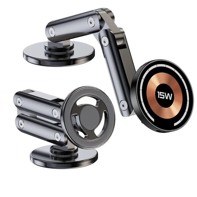 15W Car Magnetic Wireless Charger Holder 360 Rotation Metal Adjustable Angle in Car Stand For Iphone 15 14 13 12 Pro Max Samsung photo 1