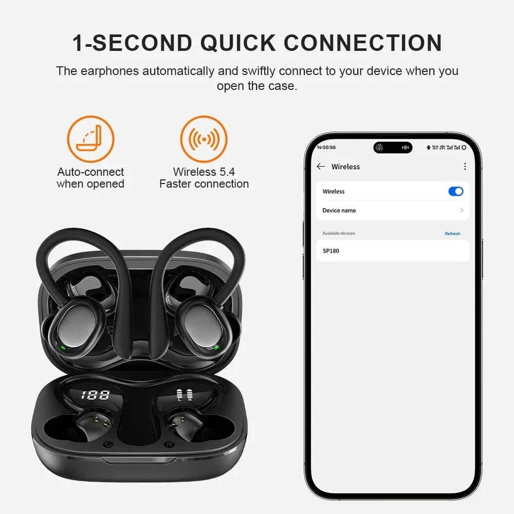Original Lenovo Clip Open-Ear TWS Earbuds SP180 Wireless Earphone Bluetooth Headphone Comfortable Wear Long Battery With Mic photo 5