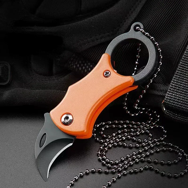 NEW Mini Keychain Pocket Knife Stainless Steel Camping Small Mini Portable Knife Peeler Fixed Blade Multi EDC Tool with Chain photo 6