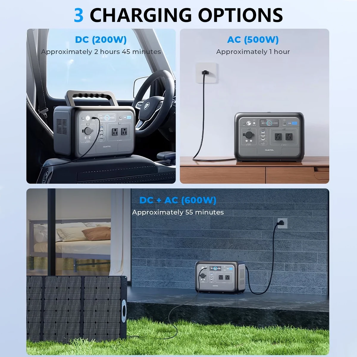 OUKITEL P800 Portable Power Station 512Wh LiFePO4 Solar Generator, 800W Pure Sine Wave AC Outlets, 100W PD USB-C, UPS, MPPT Solar Charging, QC3.0, DC Output, LCD Display for Camping Home Emergency RV Outdoor photo 3