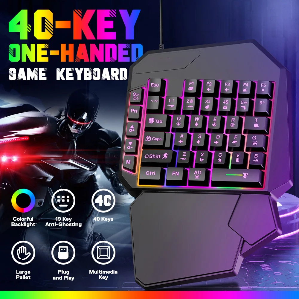 NEW HOT Game Artifact OneHanded With Palm Rest RGB Keyboard Converter Programmable Mouse 5-in-1 Set For Android iOS Gaming Gear photo 2