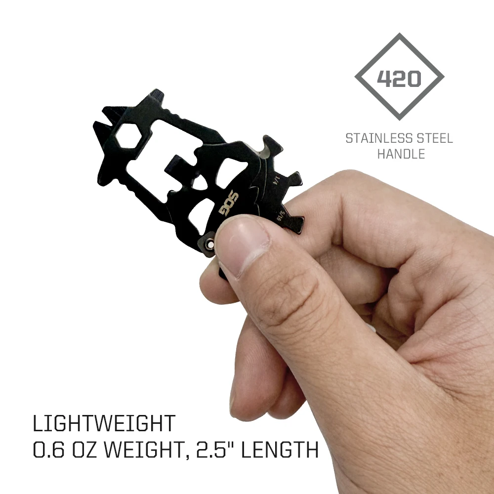 SOG 12 in 1 MACV EDC Multi-tool Stainless Steel Keychain Pocket Gadget Portable Mini Multifunctional Tools with Bottle Opener Screwdriver Wrench Cutter For Cycling Camping Outdoor DIY Household Emergency Repair Men / Women Gift 2Pcs Set photo 4