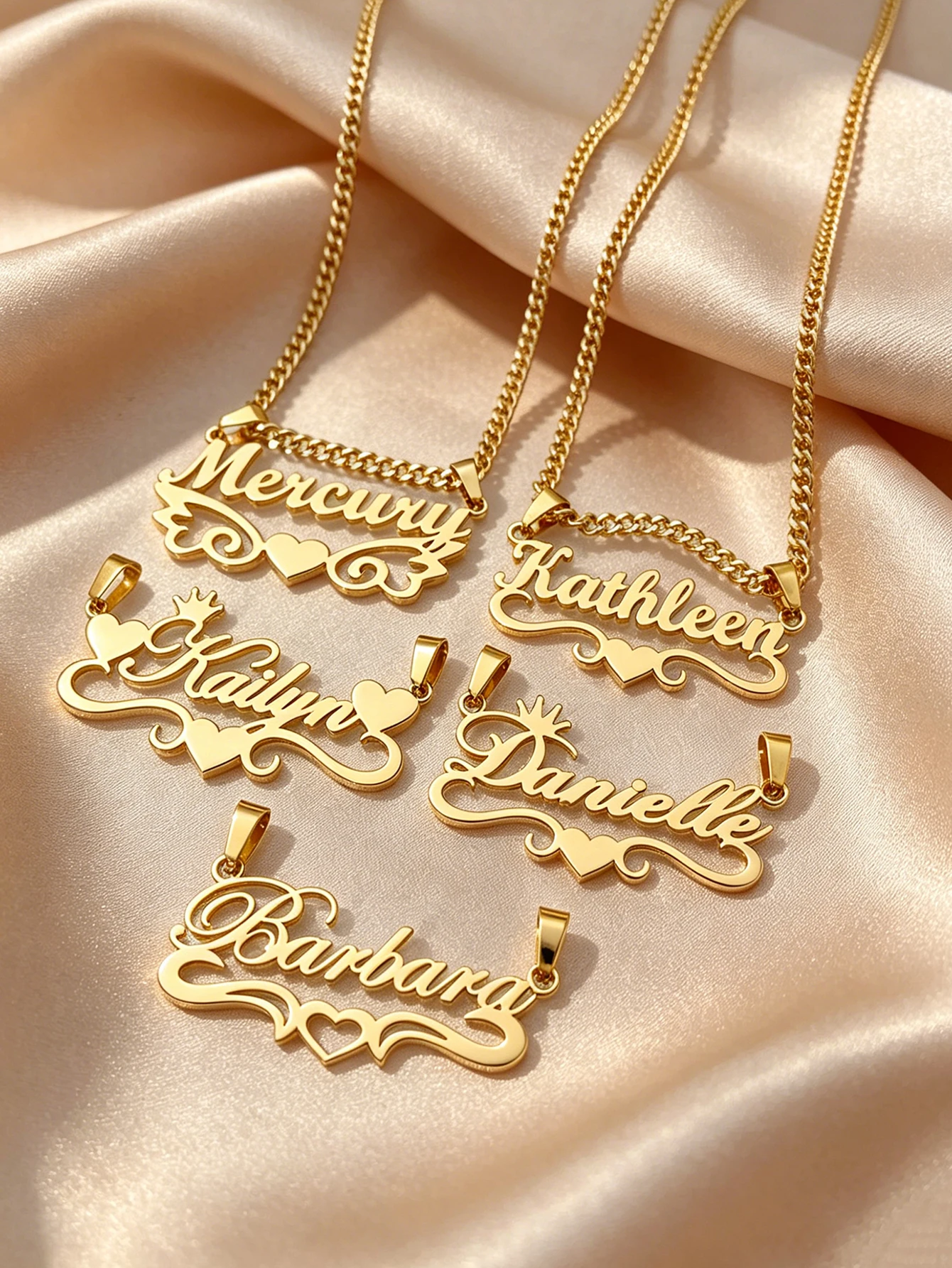 Personalized custom name jewelry necklace, featuring 5 different styles, crafted from 18k gold stainless steel, perfect for ever photo 4