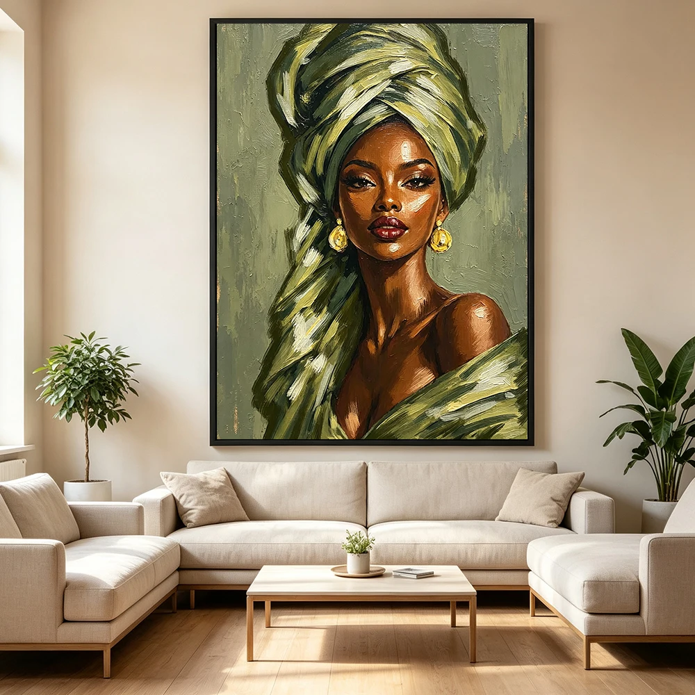 African American Woman Portrait Canvas Painting Wall Art Ethnic Black Women Poster Print For Living Room Office Home Decor photo 1