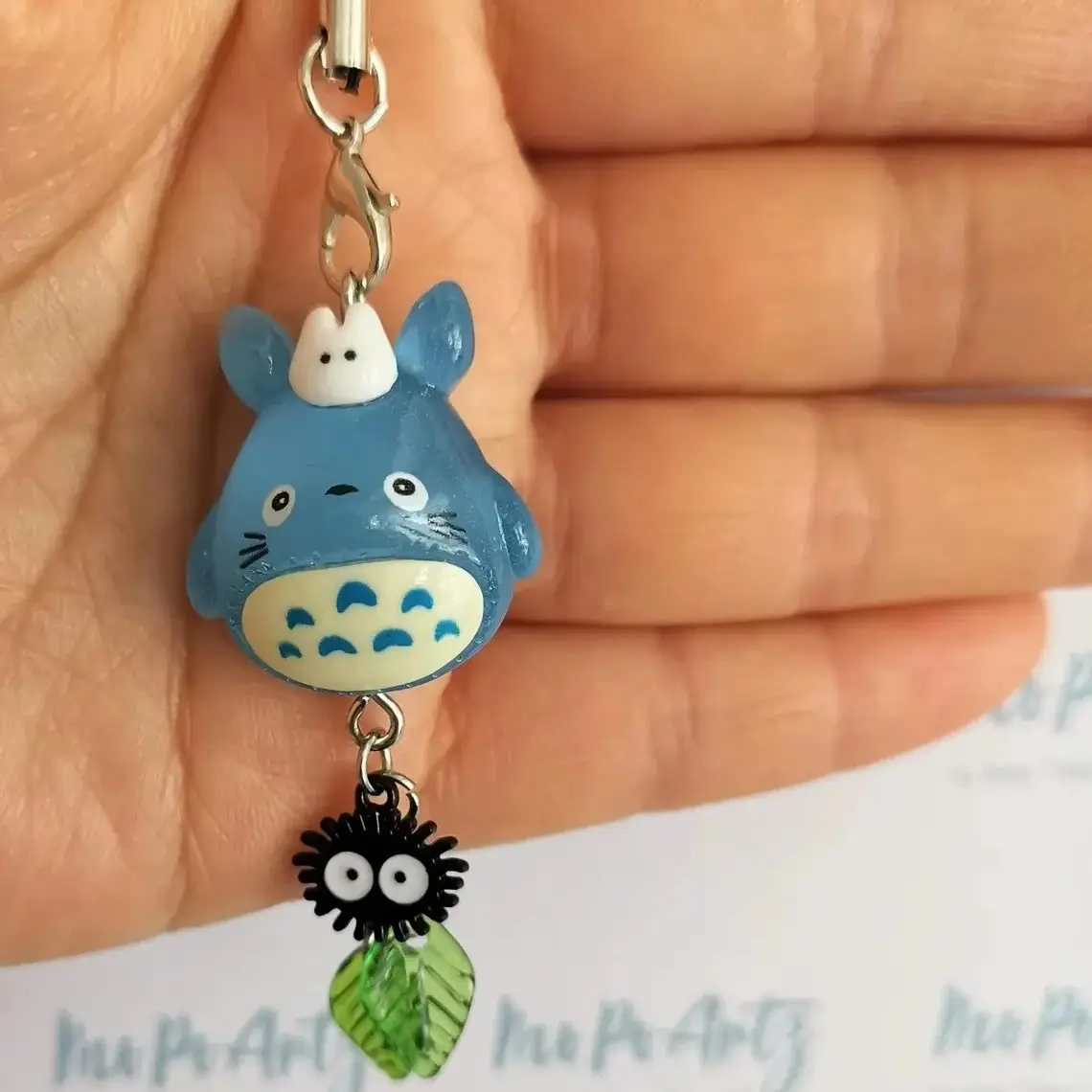 Kawaii Blue Animal Totoro Phone Charm Soot Sprite Keychain Woodland Anime Cat Cosplay Pendant Accessories Handmade Y2K Gift photo 4