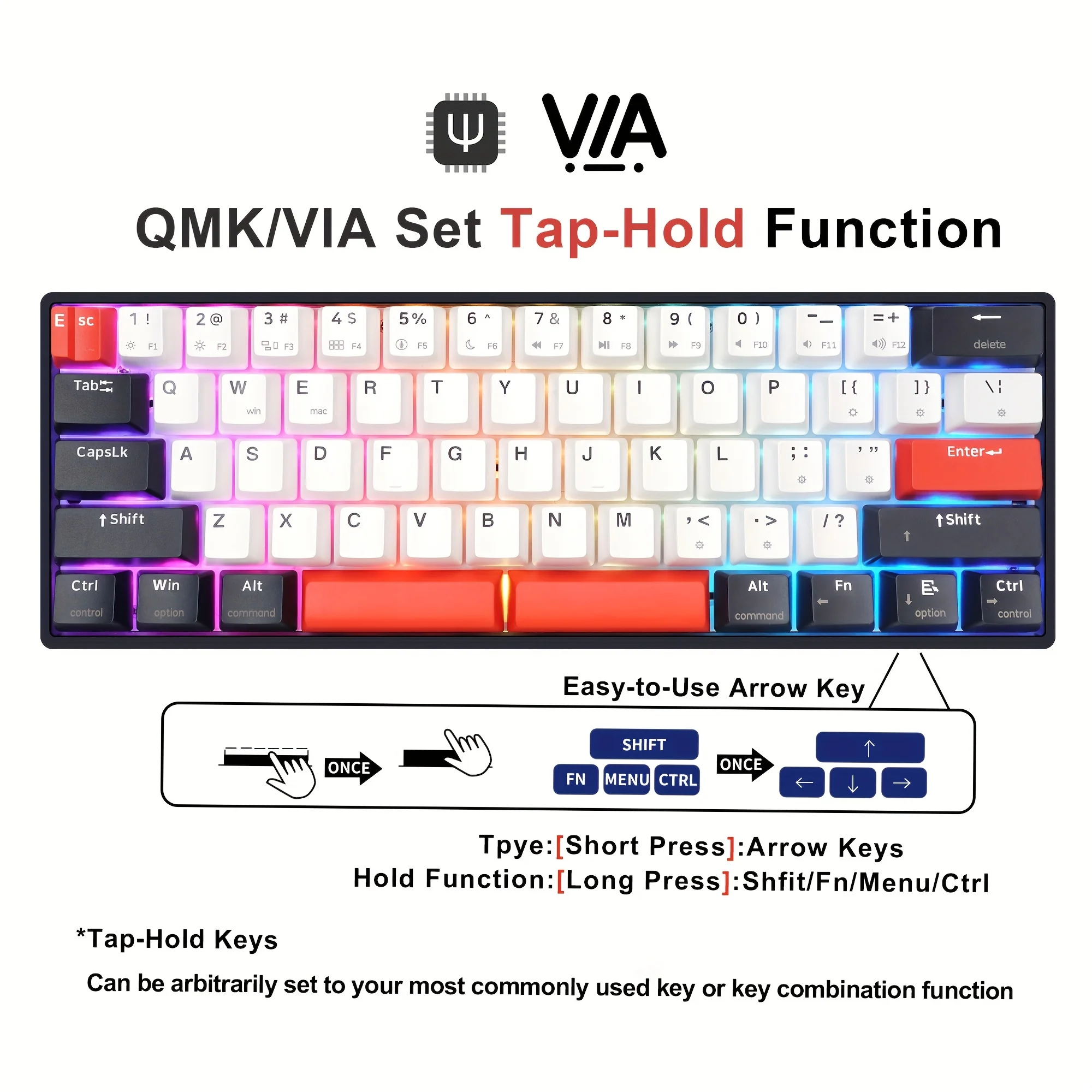 SKYLOONG GK61 QMK/VIA Wired Keyboard RGB Backlight USB Gaming Mechanical Keyboard Silent Tactile Switch Hot Swappable PBT Keycap photo 3