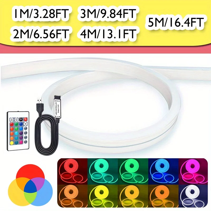 USB Neon LED Strip Light Flexible Colour Changing Lights 5V SMD 3535 Neon Rope Lights USB Cuttable Neon Rope Light for Bedroom photo 3