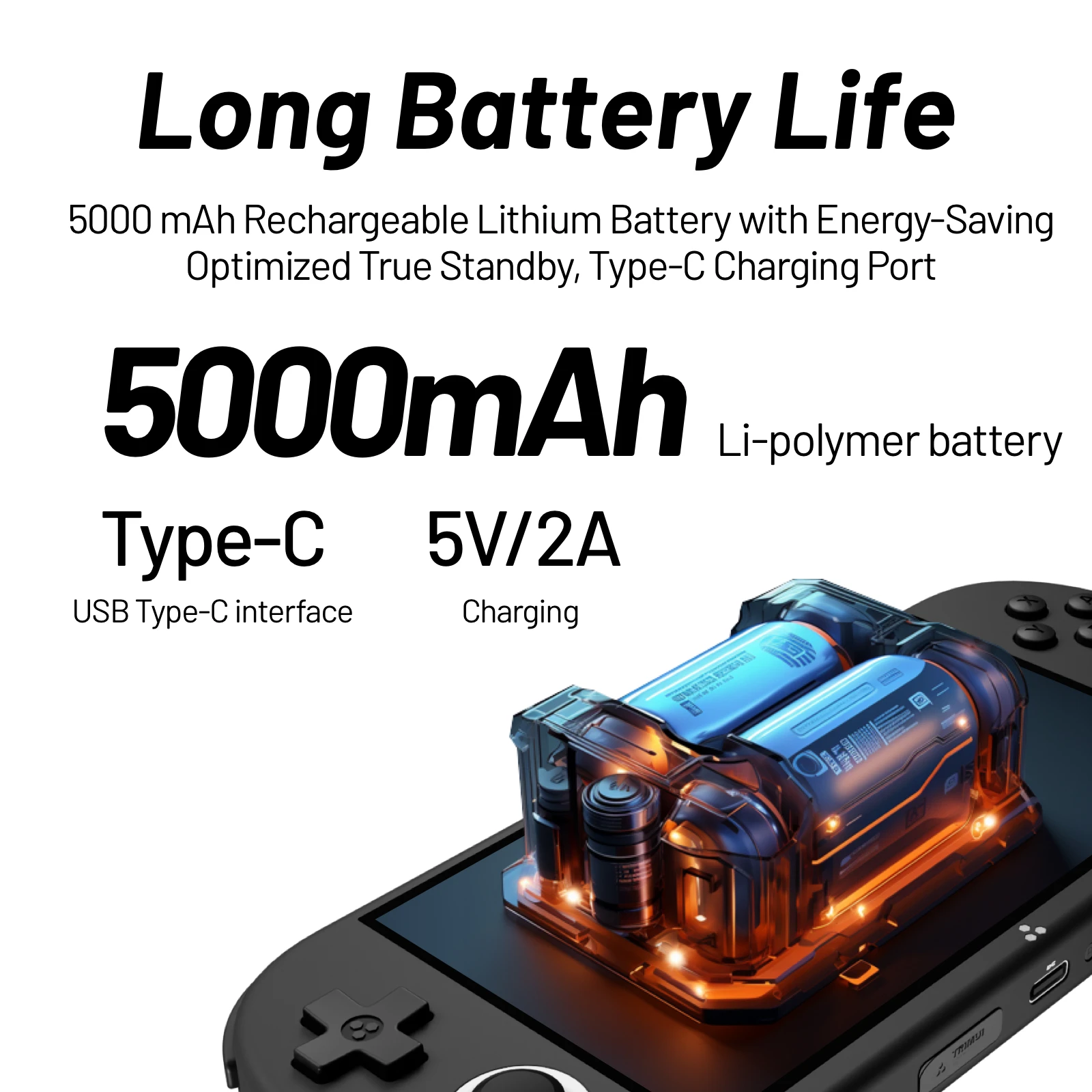 Trimui Smart Pro S TG5050 Handheld Game Console - Best for PSP Game, Octa-core 2.0GHz, 4.96" IPS Display, 5000mAh Battery photo 3