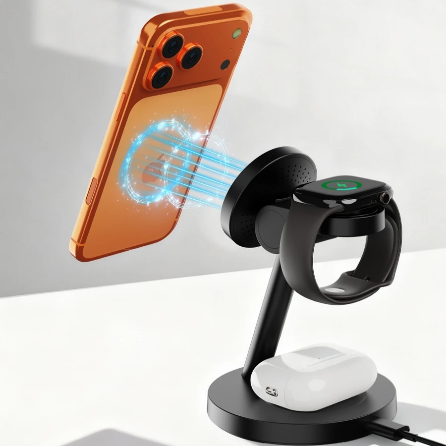 HaaYot Qi2.2 25W 3-in-1 Magnetic Wireless Fast Charger for iPhone 17/16 & Galaxy S26/S25 Ultra–iWatch/Galaxy Watch 9/Ultra 2 photo 5