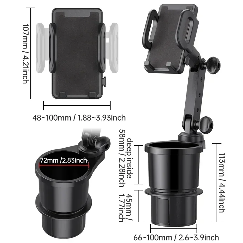 Car Cup Holder Mount Expander with Car Cell Phone Holder 360 Rotation Cup Holder Expander Smartphone Auto Interior Accessories photo 2
