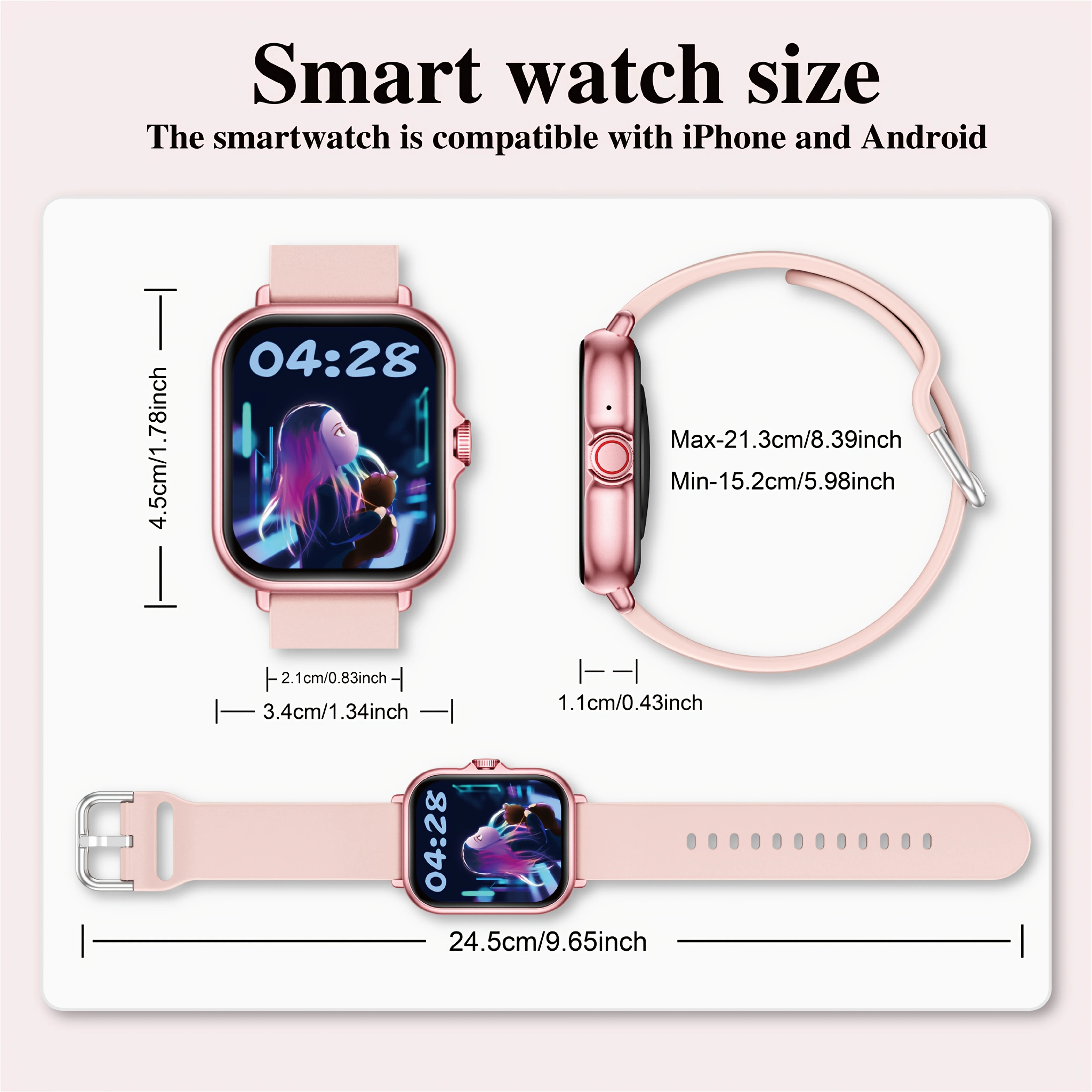 Multifunctional Full Touch Screen Sports Smart Watch,Answer Make Call, Fitness Tracker, Voice Assistant, Alarm Clock, Music Control, Information Alerts, Pedometer, Suitable for Android & IPhone, Unisex, Ideal As A Gift photo 4