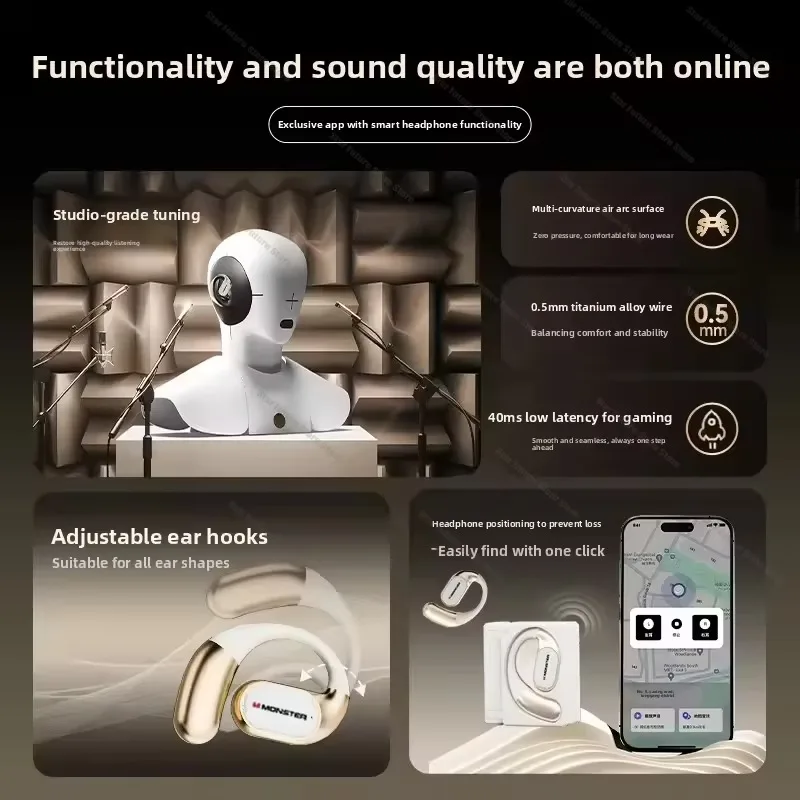 MONSTER AC530plus Version Wireless Bluetooth 6.0 earphones Large Speaker Ear-hook AI Intelligent Translation Headset Good Gift photo 2