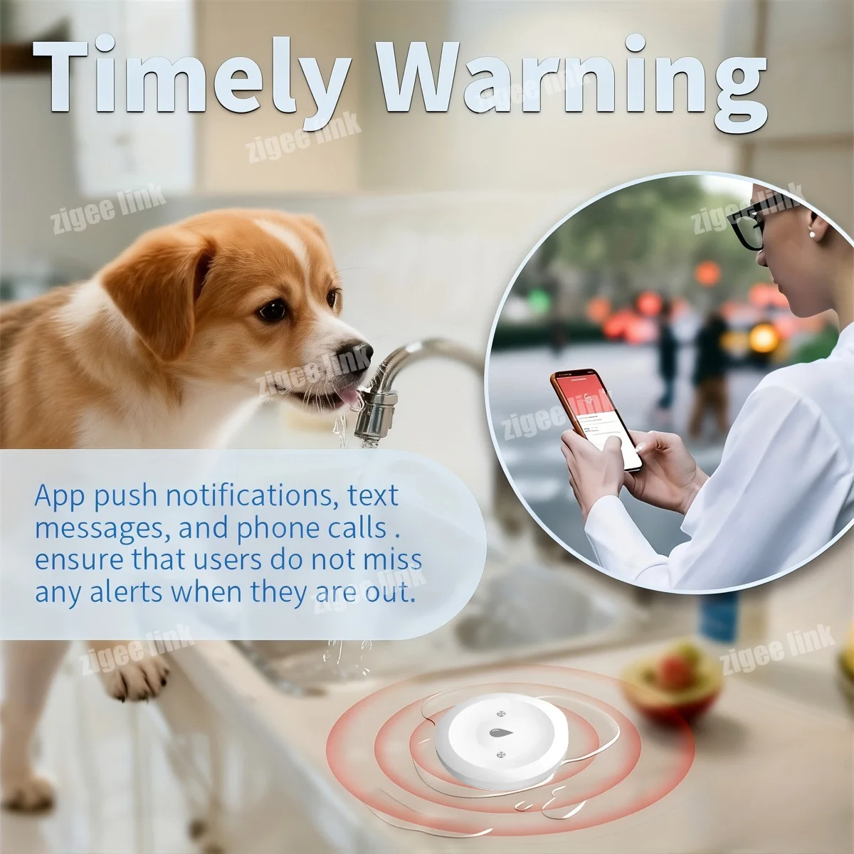 Zigbee Water Leakage Sensor Flood Overflow Security Detector APP Real-Time Remote Alert For Household Anti-Water-Leak Protection photo 4