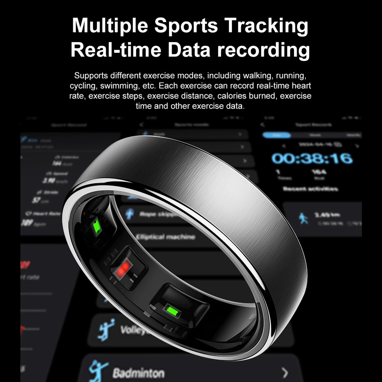 Uhoofit R10 Smart Ring with Charging Dock Men Women Health Sleep Heart Rate Monitoring IP68 & 5ATM Waterproof Multi-sport Mode photo 3