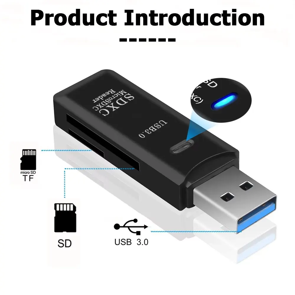 2 Pcs Card Reader USB 3.0 USB to SD TF Memory Card Flash Drive Adapter for PC Laptop Accessories Multi Smart Cardreader photo 5