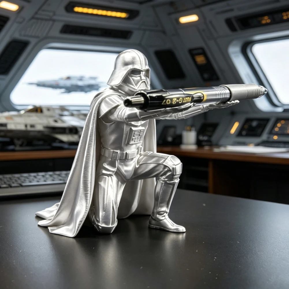 Creative Black Warrior Pen Holder Kneeling Commander Pencil Stand 3D Printed Space Warrior Desk Organizer Stationery Ornament photo 2