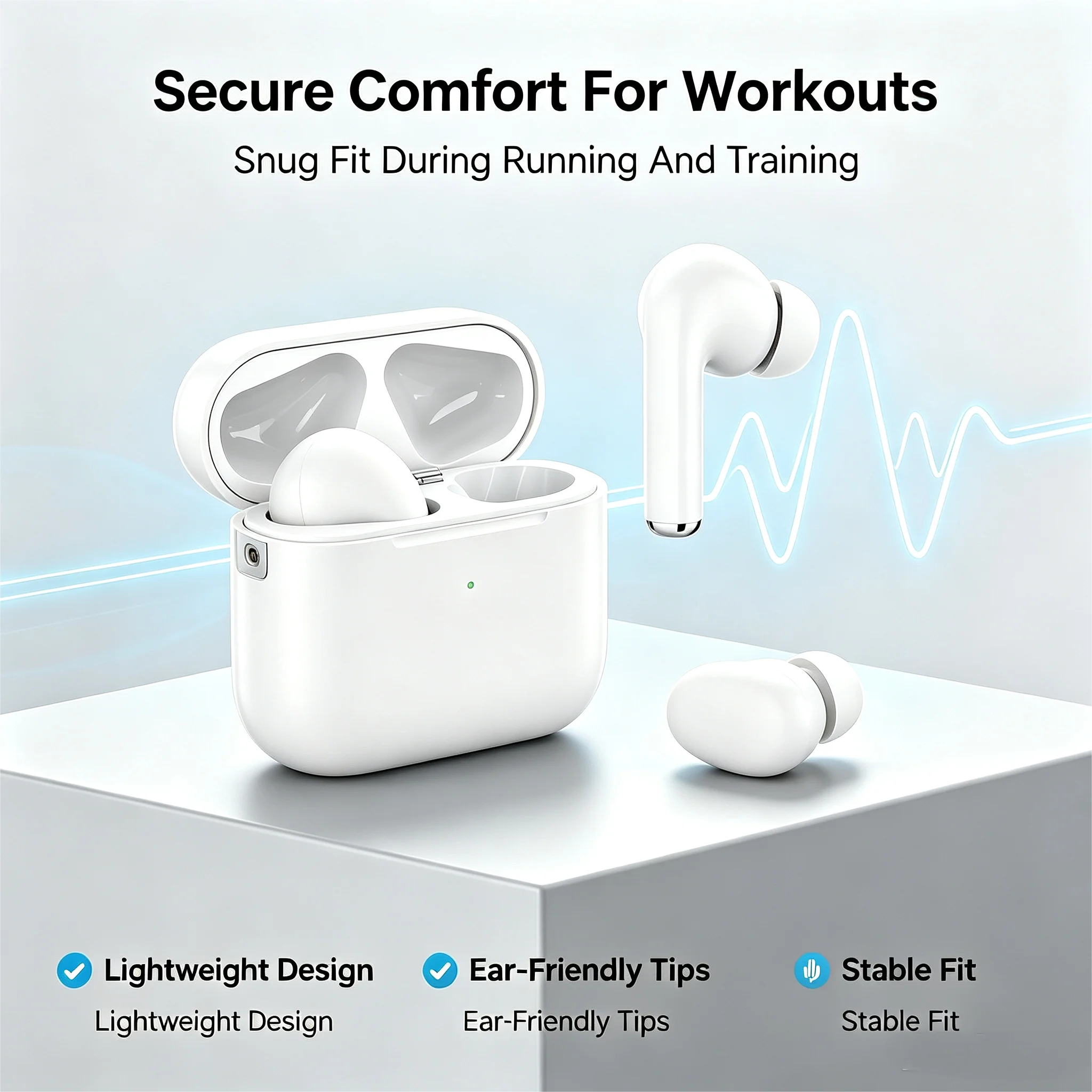 ZZLOVE Wireless Heart Rate Monitor TWS Earbuds Noise Cancelling Bluetooth Sport Earphones Charging Case photo 3