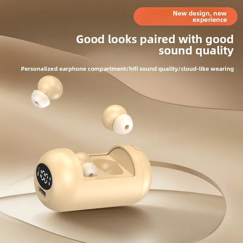 Mini Bean Sleep In-ear Wireless Bluetooth Headphone Ultralight Weight Power Display Earphone Comfortable Wear Sport Game Earbud photo 4
