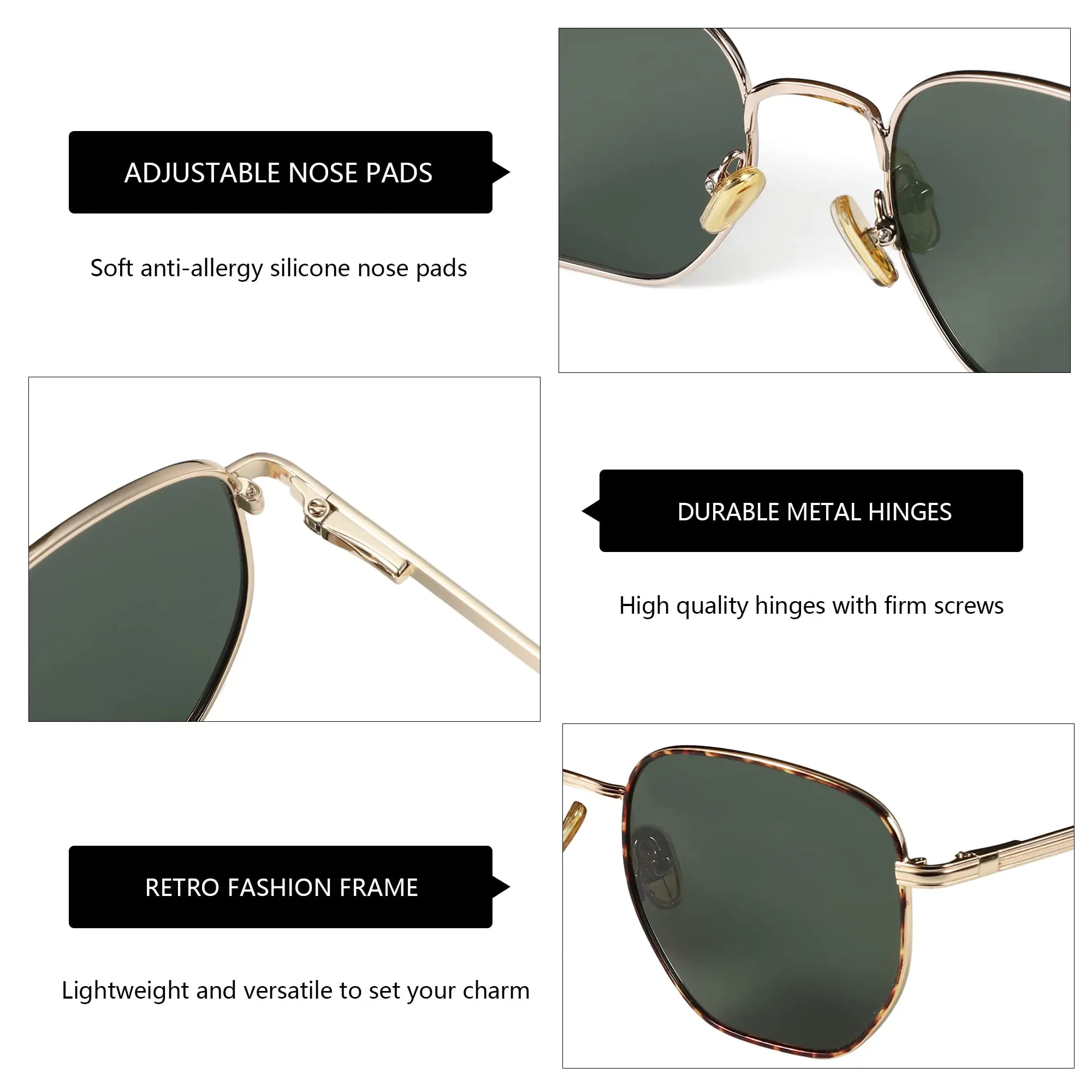 ZENOTTIC Fashion Hexagon Polarized Retro Sunglasses for Men Women-Vintage Metal Frame Design UV Protection Trendy Fashion Shades photo 5
