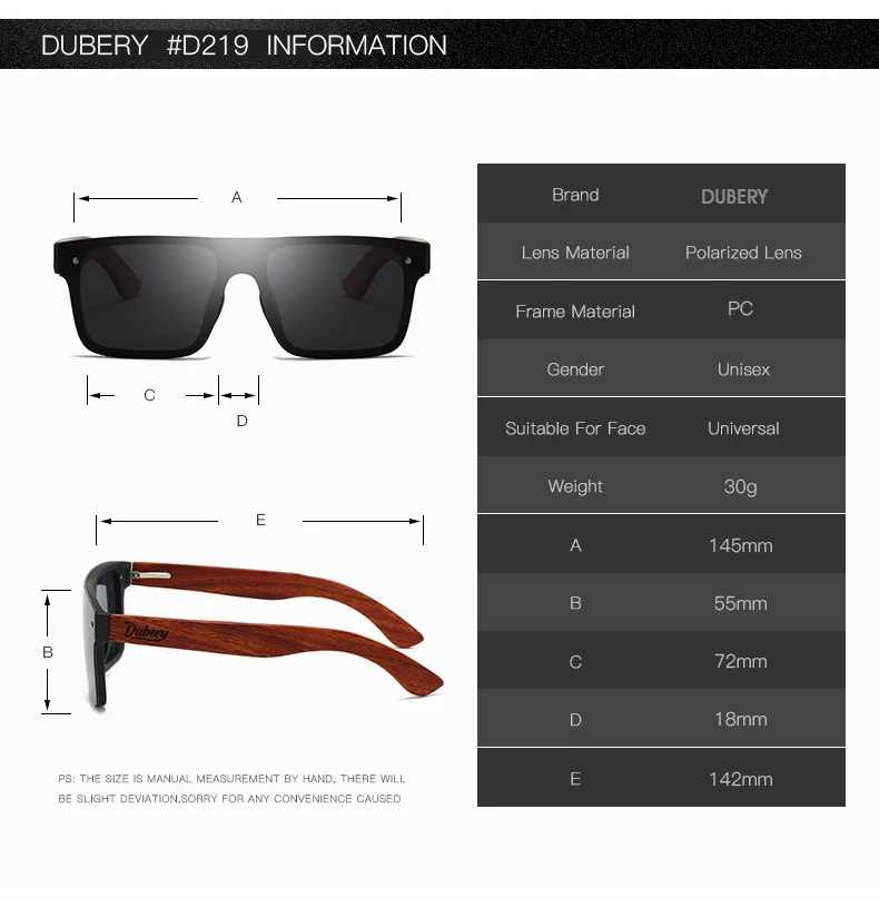 DUBERY Natural Wooden Sunglasses Men Polarized Fashion Sun Glasses Original Wood Oculos De Sol Masculino 219 photo 4