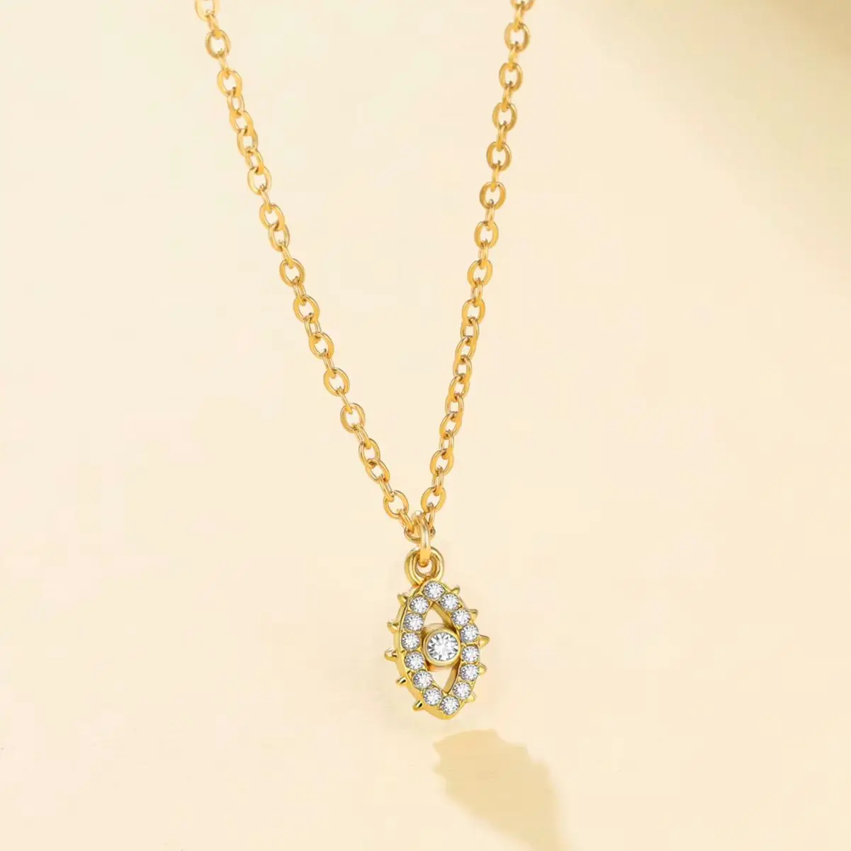 Cazador Lucky Evil Eye Pendant Necklace for Women Stainless Steel Clear Zircon Choker Chain Jewelry Turkish Amulet Birthday Gift photo 3