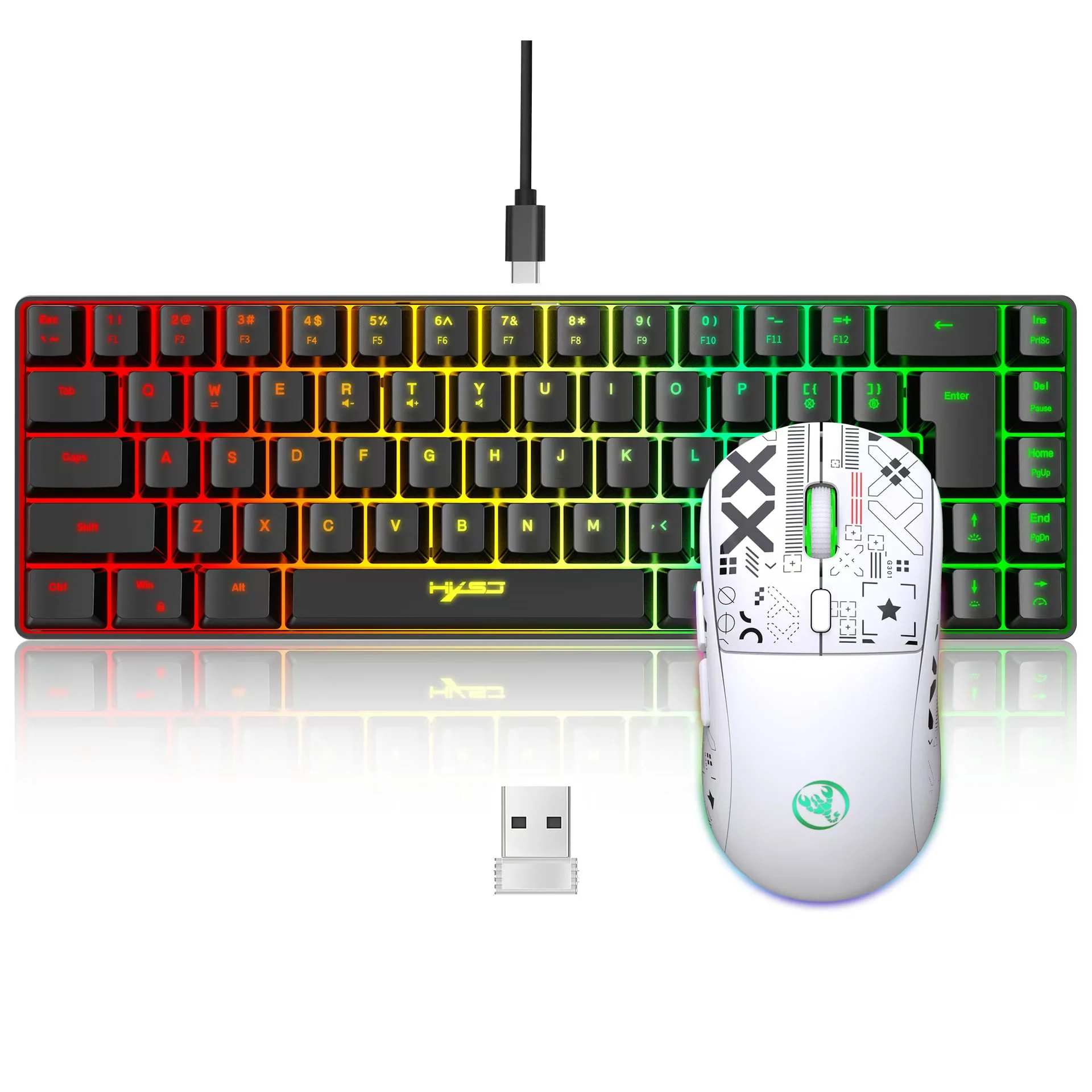 60% gaming Keyboard and mouse combo set gamer white key board combo computer wired keyboards mouses office teclado for laptop pc photo 4