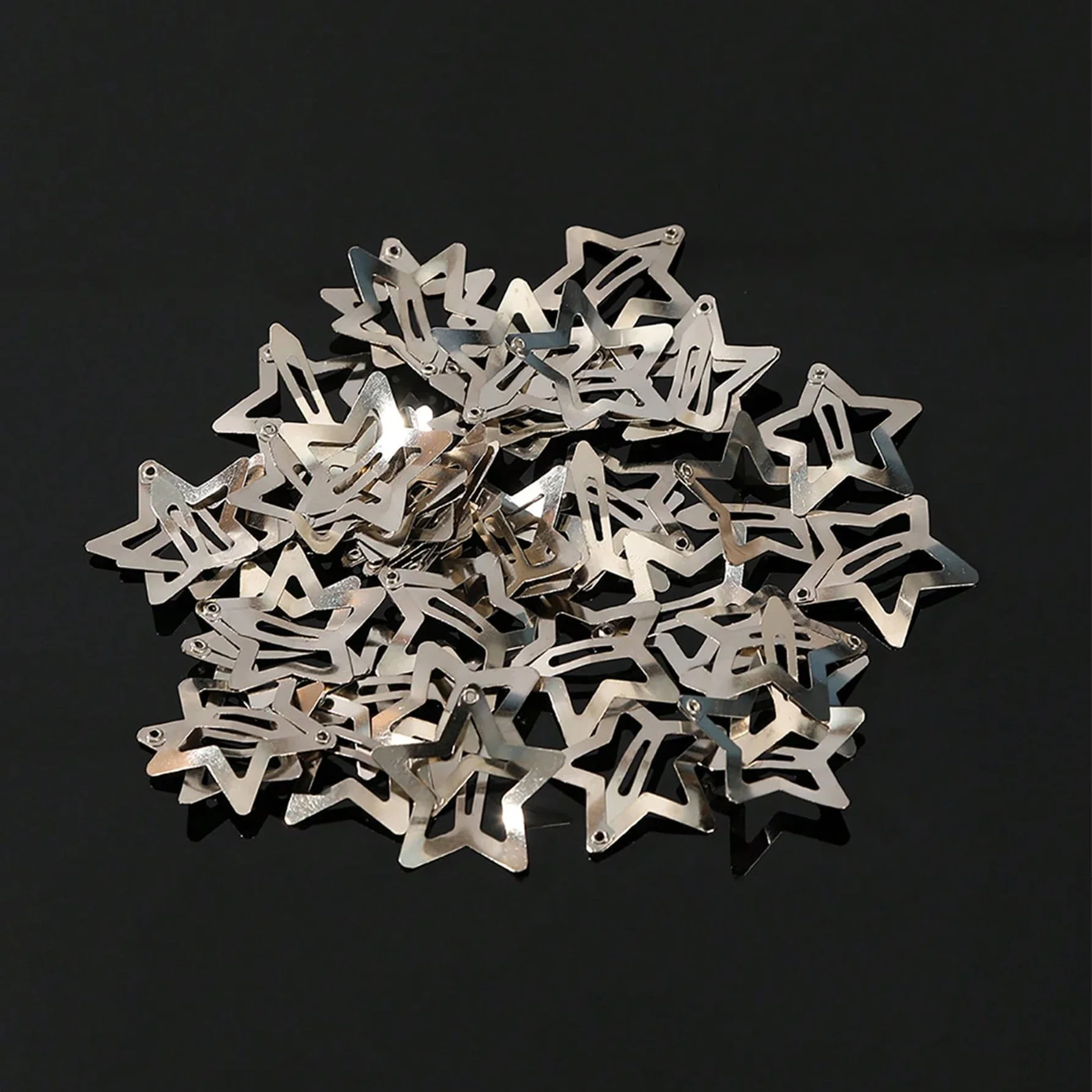 5/15/30/60/100/200pcs Y2K Silver Star Hair Clips for Girls Metal Snap Clip Hairpins Barrettes Hair Grip Jewel Hair Accessories photo 5