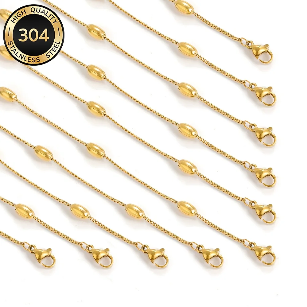 1Pcs High-Quality Stainless Steel Hypoallergenic Beaded Chain Necklace, Fade-Resistant, Comfortable and Versatile, Simple and Elegant, Suitable for Daily Wear or Parties, Fashionable Women's Necklace, Jewelry Accessory, Is a Delicate Gift for Women photo 5