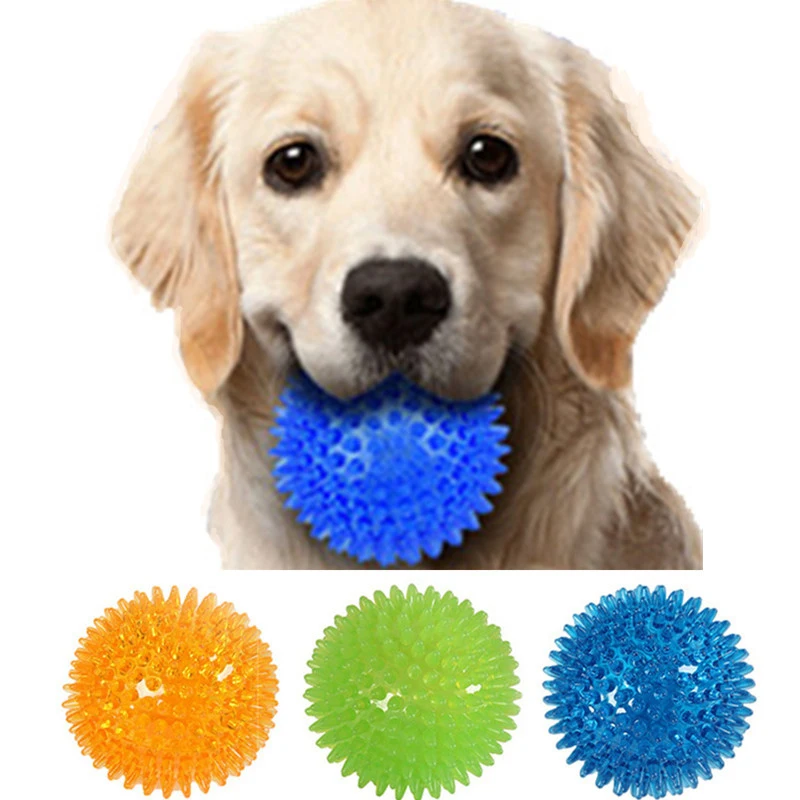 Pet Dog Toys Cat Puppy Sounding Toy Polka Squeaky Tooth Cleaning Ball TPR Training Pet Teeth Chewing Toy Thorn Balls Accessories photo 2