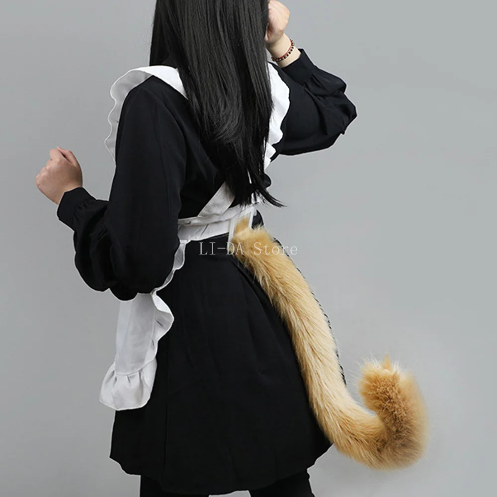 80cm Fluffy Cat Tail Furry Animal Tail Handmade Plush Realistic Tails Kawaii JK Lolita Anime Cosplay Costume Accessories photo 6