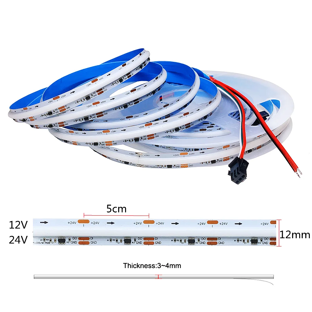 WS2811 COB LED Strip Pixel Addressable RGB Full Dream Color 5m DC12V 24V Flexible 720LEDs/m Smart Led Tape Lights For Room Decor photo 3