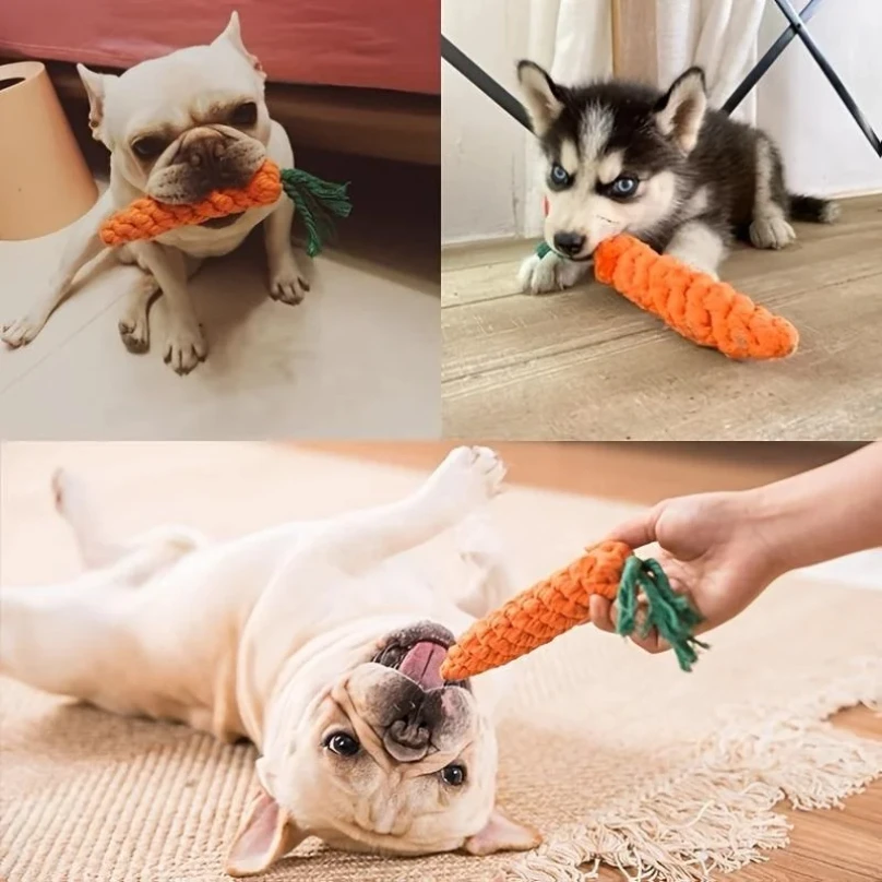 1pc Pet Knot Toy for Dog and Cat Carrot Shape Dog Chew Toys Cotton Rope Toys for Indoor Dogs Cat Toys Dog Accessories photo 2