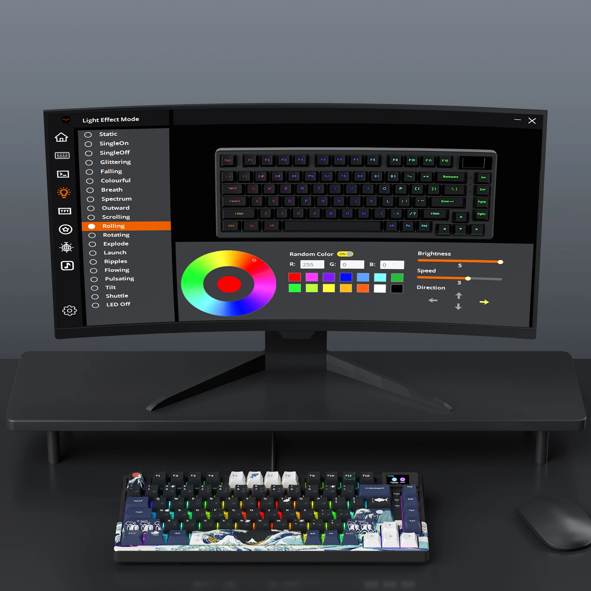 Wired Mechanical Gaming Keyboard with OLED Display Full Key Hot-Swappable Pudding RGB Backlit Keyboard for PC Computer Laptop photo 5