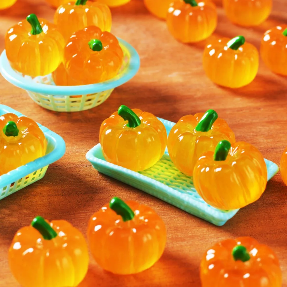 10-100Pcs Halloween Mini Clear Resin Pumpkin Ornaments Tiny Pumpkin Figurines Micro Landscape Accessories Fairy Garden DIY Decor photo 3