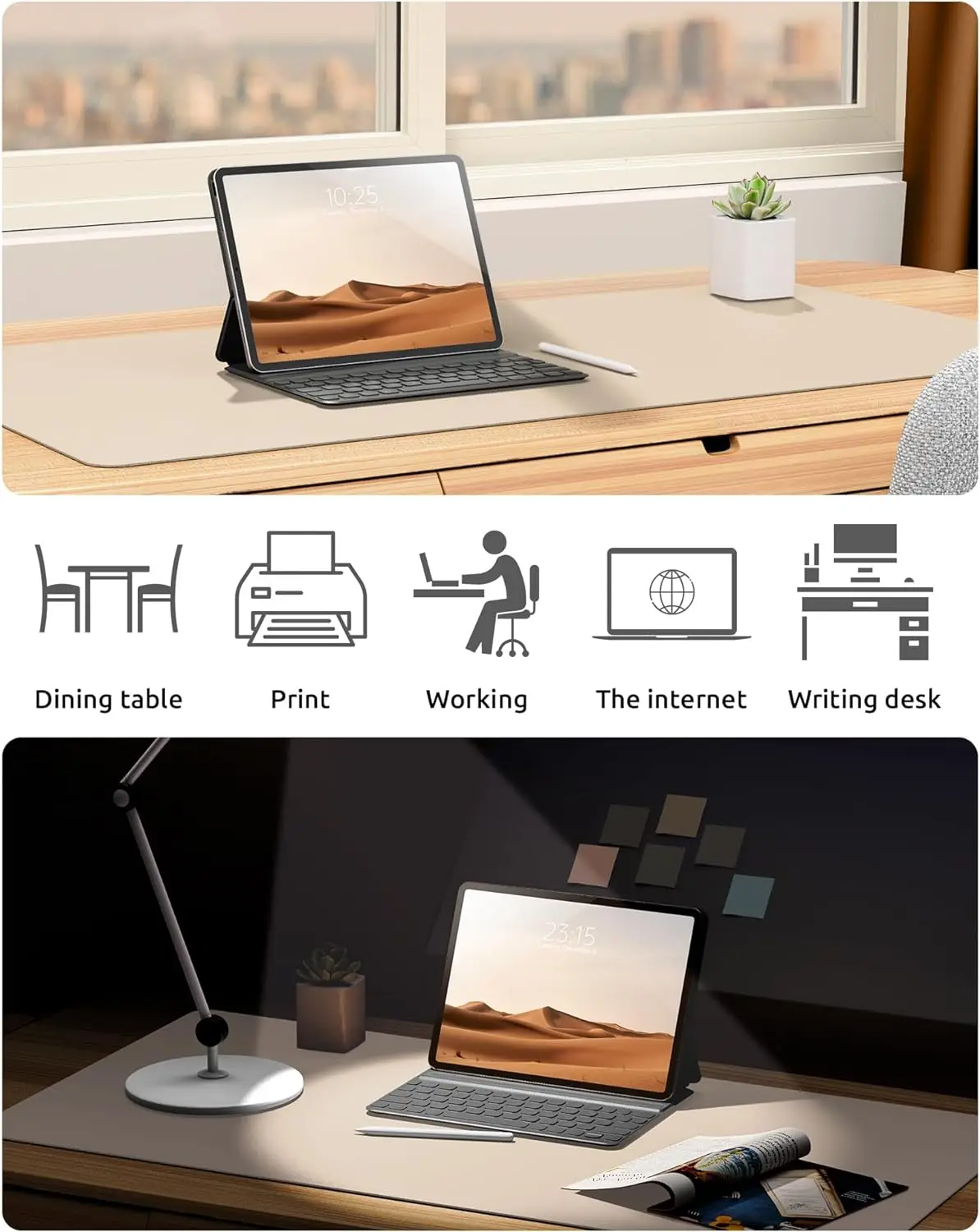 Large Mouse Pad,Office Desk Mat, Leather Desk Pad Protector, Non-Slip PU Leather Desk Blotter, Laptop Desk Pad photo 6