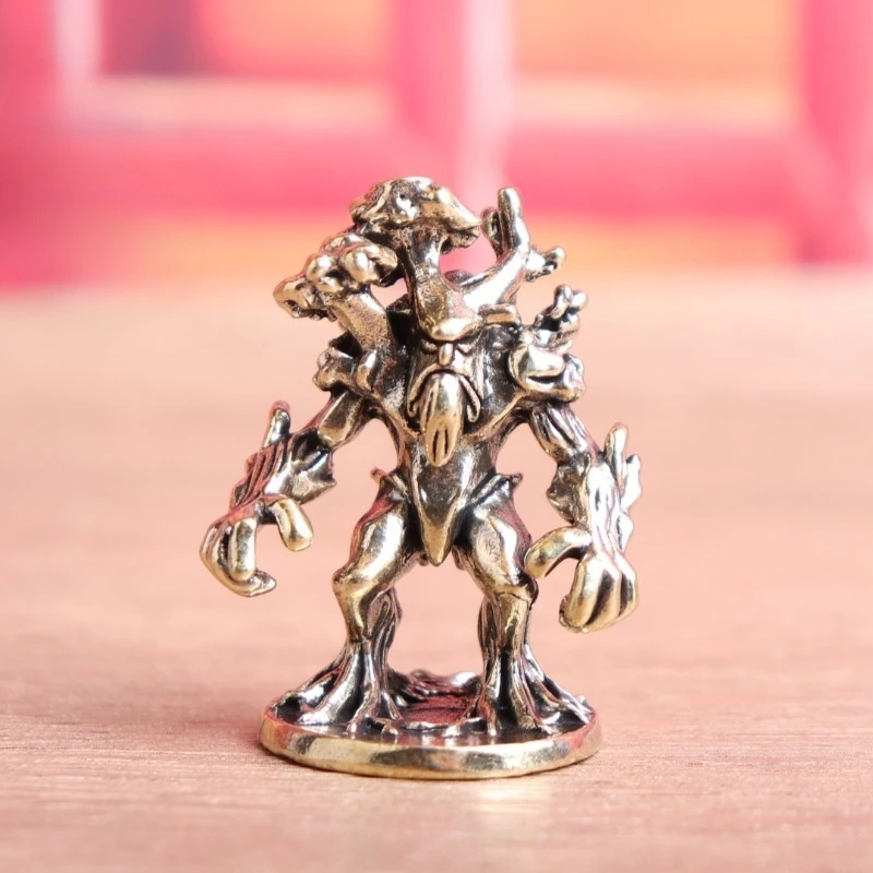 Retro Antiqued Brass Tree Monster Figurine Small Fantasy Creature Statue Desktop Decoration Tea Pet Collectible Handicraft Gift photo 1