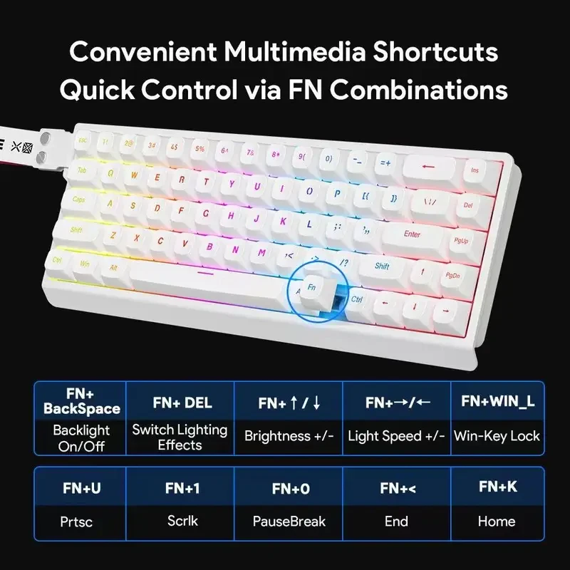 FURYCUBEIP68S wired keyboard mechanical feel mute office esports portable ribbon small keyboard. photo 5