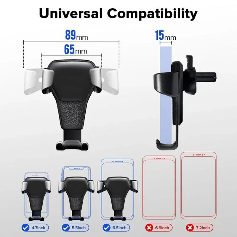 Heavy Duty Gravity Car Phone Mount Air Vent Clip Universal Shockproof Anti Shake Mobile Phone Holder One Hand Quick Pick Place Strong Grip Cradle Stand For Samsung Android Smartphone 360 Rotation Adjustable Easy Installation Secure Fit Car Vent Mount photo 6
