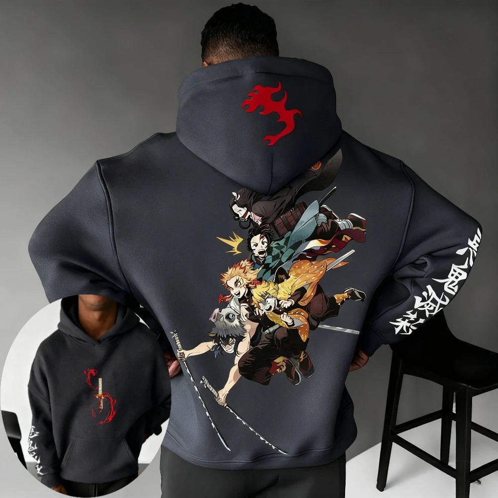 Demon Slayer: Kimetsu no Yaiba Men Hoodie Sweatshirt Japanese Anime Spring Autumn Winter Boy Long-sleeved Parent-child Outfit photo 5