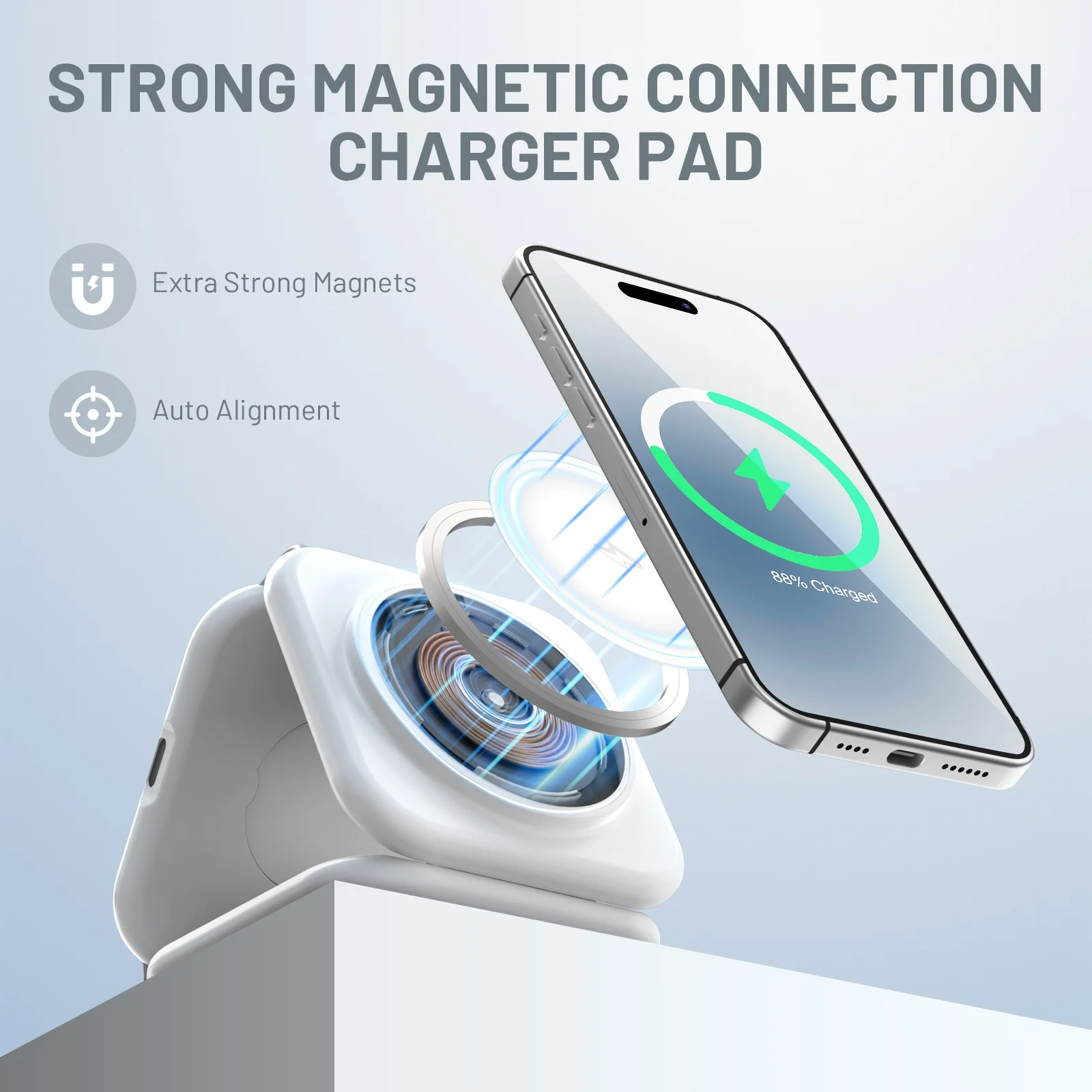 Magnetic Wireless Chargers 3 in 1 Foldable 15W Phone Charge Dock Station Fast Charg for Apple Watch IPhone 14/13/12/11/X AirPods photo 2