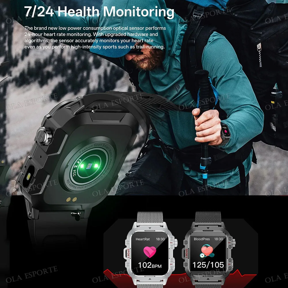2026 Military Outdoor Smart Watch Men's GPS Flashlight Bluetooth Call 2.01" AMOLED Screen 3ATM Waterproof Sports Smartwatch Ht30 photo 3