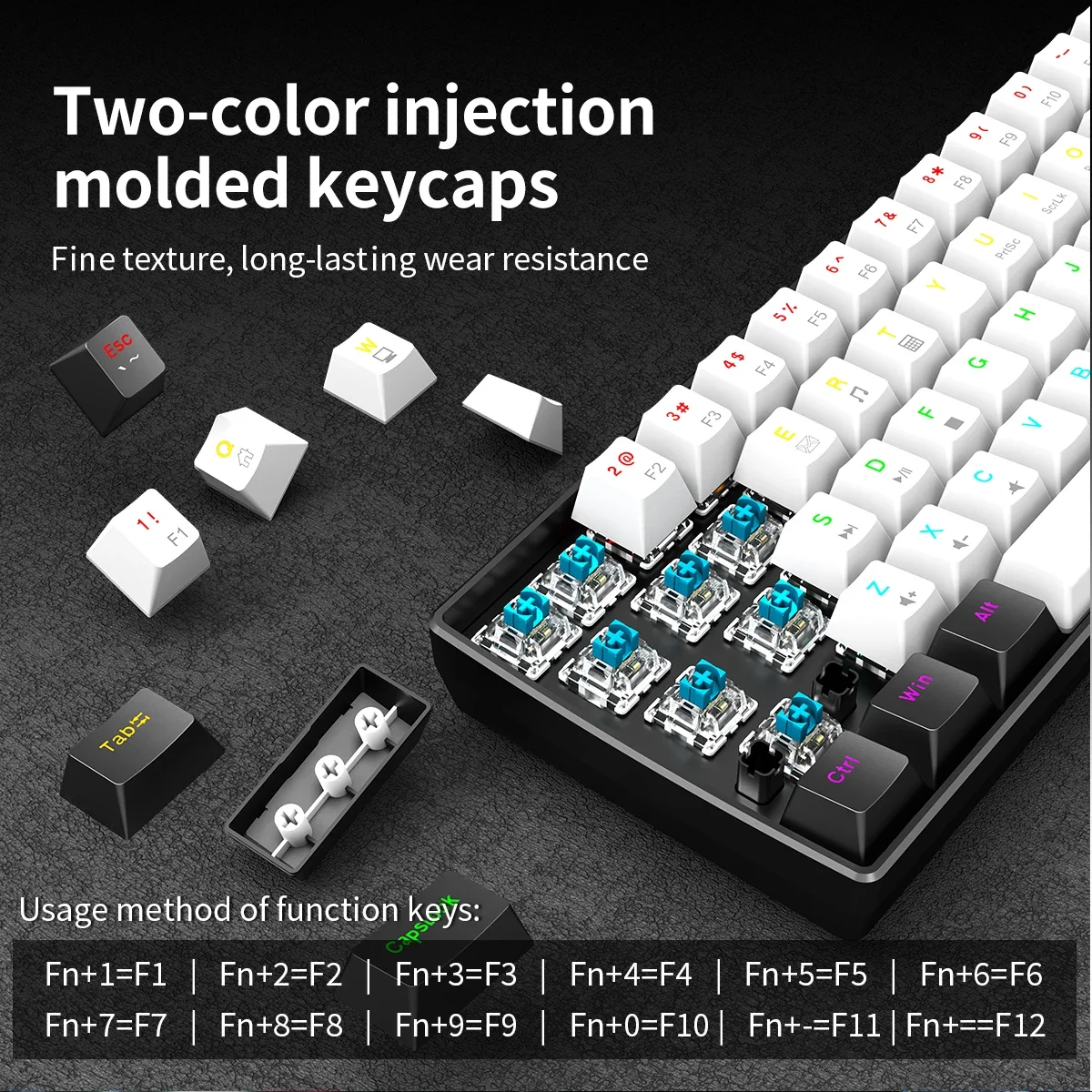 60% Wired Gaming Mechanical Keyboard RGB Backlit Ultra Compact Mini Layout for PC/Mac Gamers And Typists Easy Travel Design photo 3