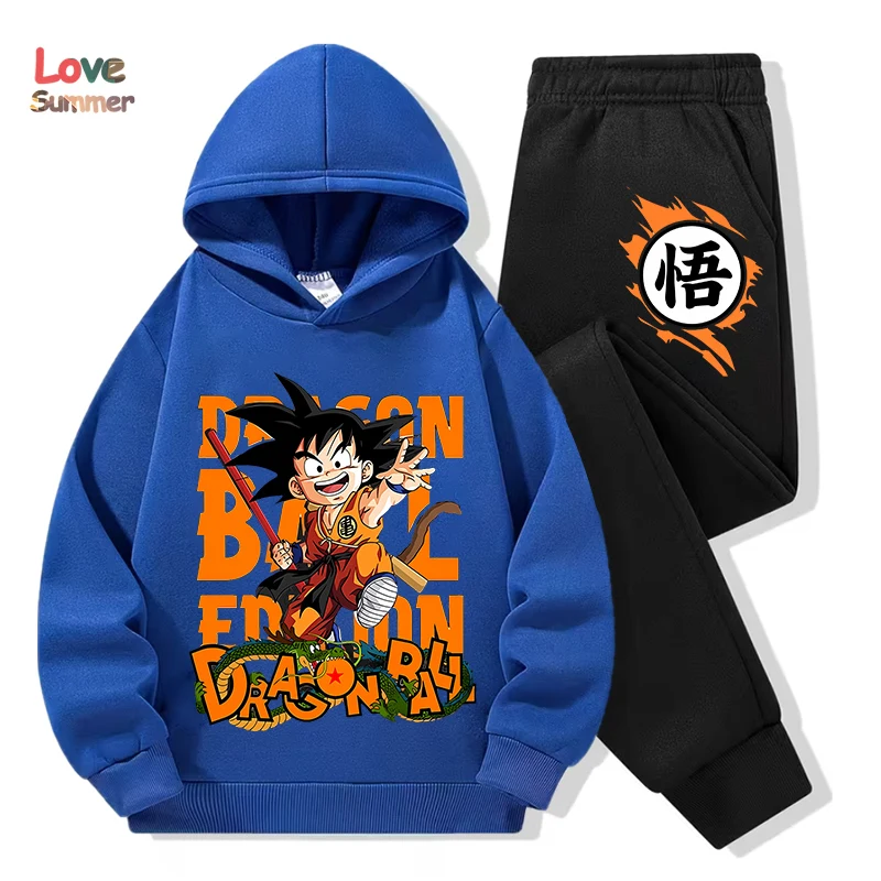 Anime hoodie pant 2pcs3-14 Years Kids Tracksuit DragonBall Clothes Goku Hoodie Boys Girls Sporty suit Ideal Daily Outdoor Wear photo 2