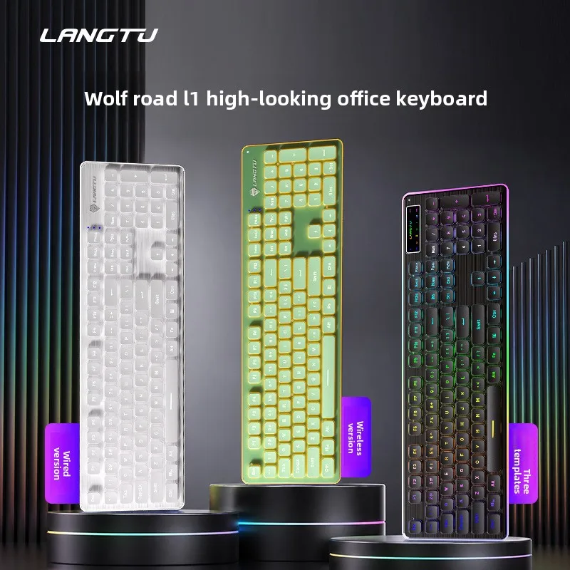 Key Silent Wireless Keyboard Full Size Mechanical Feel Low Noise Backlit Office Desktop Laptop Computer Work photo 1
