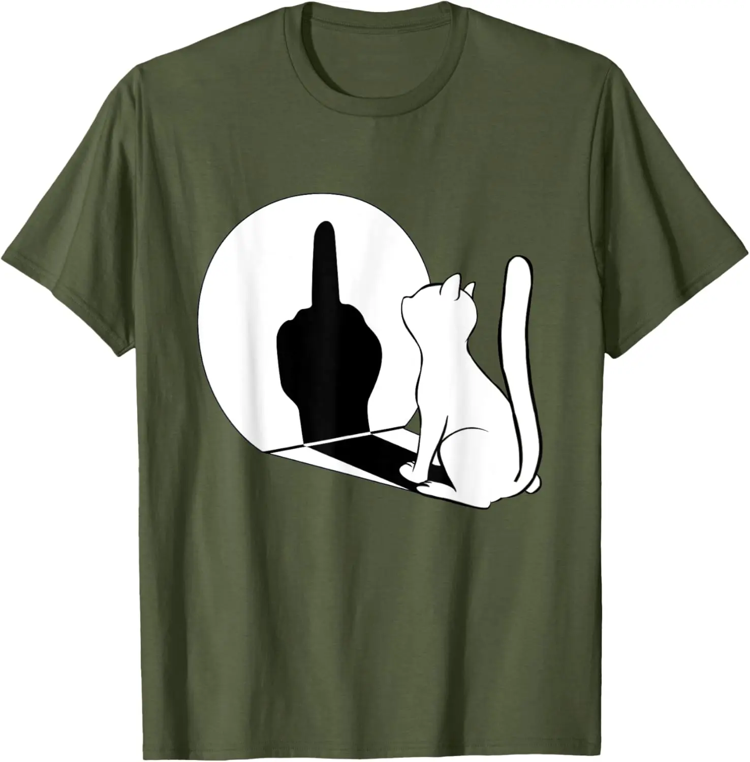 Middle Finger Cat Statement Cat Funny Gift T-Shirt Regular Short Sleeve Tops O-neck Men's Cotton T-shirt Cotton Summer Shirts photo 3