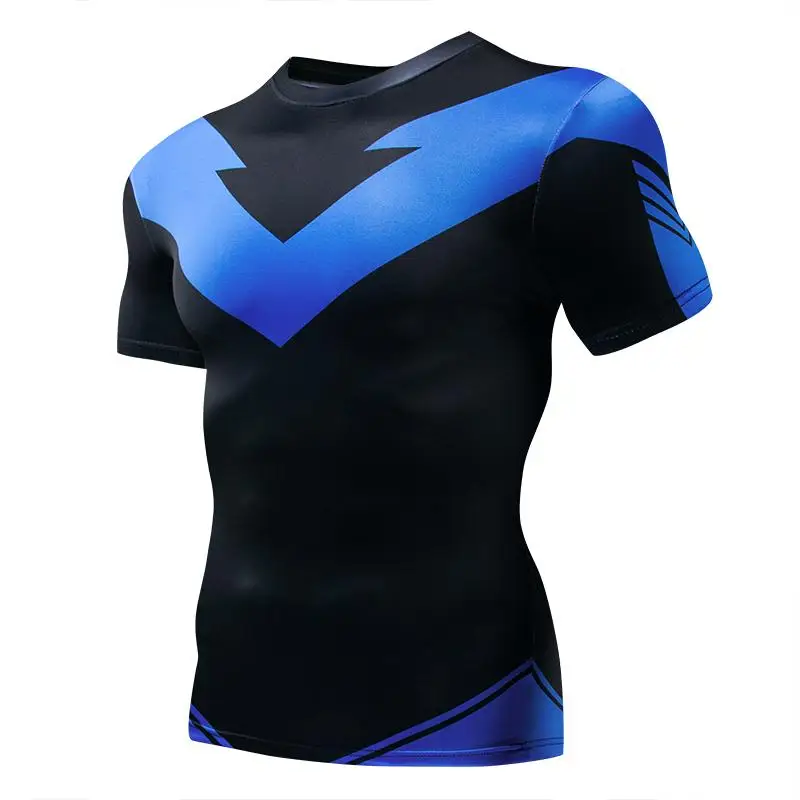 Compression T-Shirts Sportswear Gym Rash Guard Boxing Training Sports Tops 3D Nightwing Men T Shirt Running Quick-Dry Shirts Men photo 8