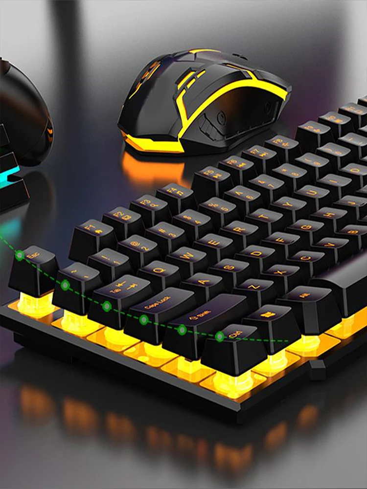 Colorful and Dazzlingly Glowing Gaming Mechanical Wired Keyboard and Mouse Set, Suitable for desktop Computers and Laptops photo 8
